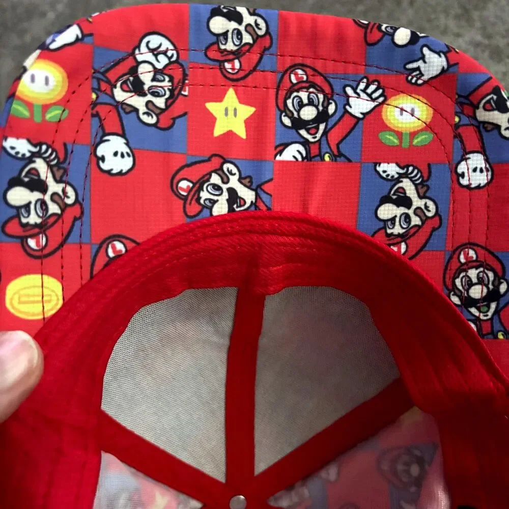 Nintendo Super Mario Snapback Hat Cap Red Checkerboard BioWorld Adjustable OSFM